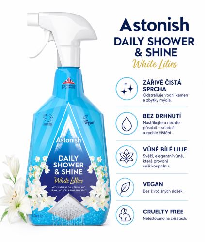 ASTONISH Čisticí sprej na sprchové kouty 750 ml, bílá lilie, C1031_0