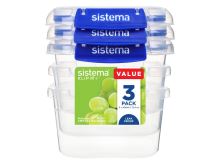 SISTEMA Food container 3 pcs 400 ml, 2 clips