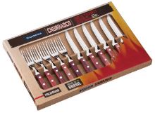 TRAMONTINA Steak cutlery set of 6 knives + 6 forks, red wood