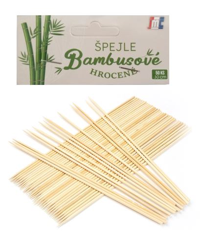 Špejle 0,3 x 30 cm bambus hrocené 50 ks