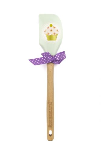 ALVARAK Stěrka kuchyňská 30 cm, silikon/dřevo, muffin zelený