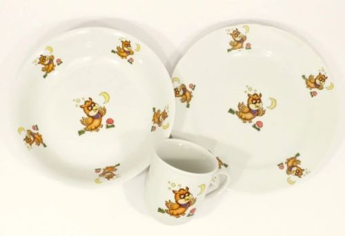 ČESKÝ PORCELÁN Dětská jídelní souprava 3 - dílná, sova