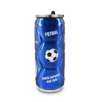 ORION Thermos can with drinker 0,5 l stainless steel, FOOTBALL blue