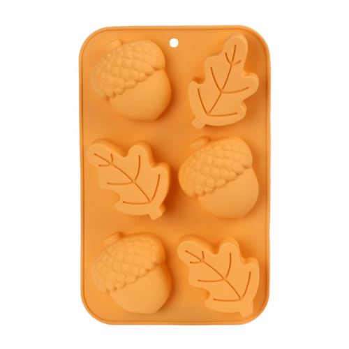 TORO Forma na pečení muffiny 6 ks 26,5 x 17 x v.3 cm, PODZIM žaludy a listy, silikon_0