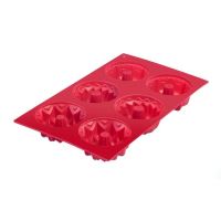WESTMARK Silicone mold for 6 cakes TRIO mix, 29.5 x 17.5 x 4 cm, red