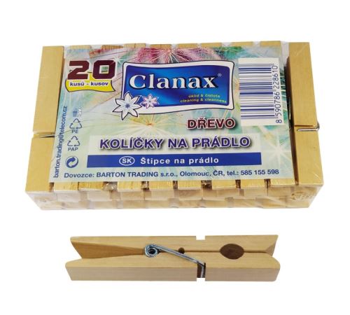 CLANAX Kolíčky na prádlo 20 ks, 7 cm, dřevo
