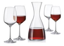 BOHEMIA CRYSTAL GISELLE wine set 1 x decanter, 4 x glasses